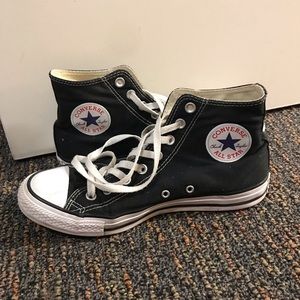 Black high top converse chuck taylors women’s 10 men’s 8